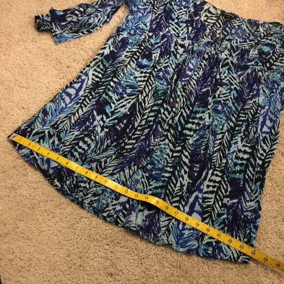 100% Rayon Papa Vancouver Fern Boho Cold Shoulder Bell Sleeve Button Down Top - Picture 13 of 15